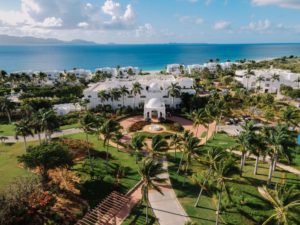 overhead shot of beach resort